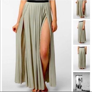 Black Ecoté Double Slit Maxi Skirt